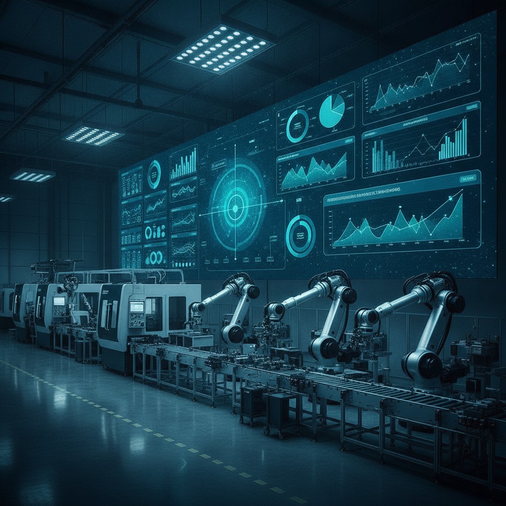 Sala de gestão com painel ERP