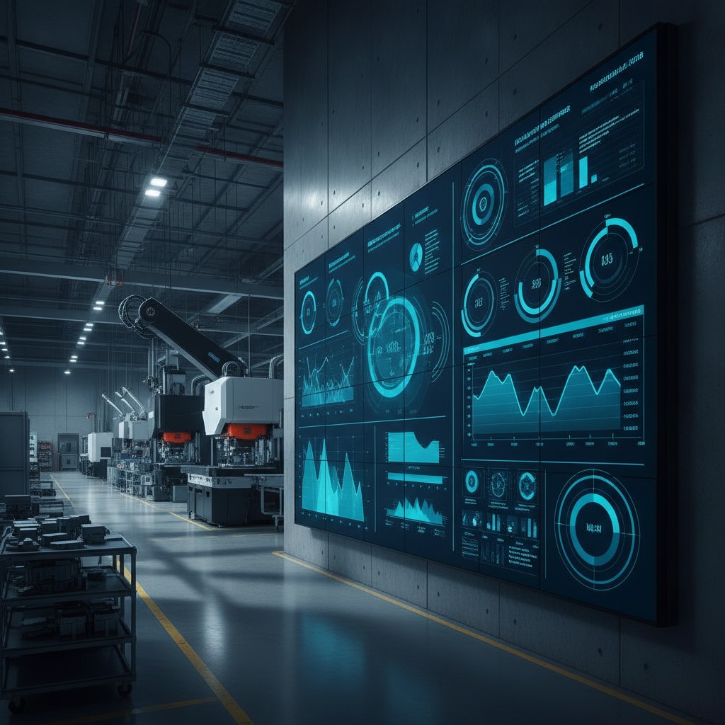 Indicadores de fábrica em dashboard